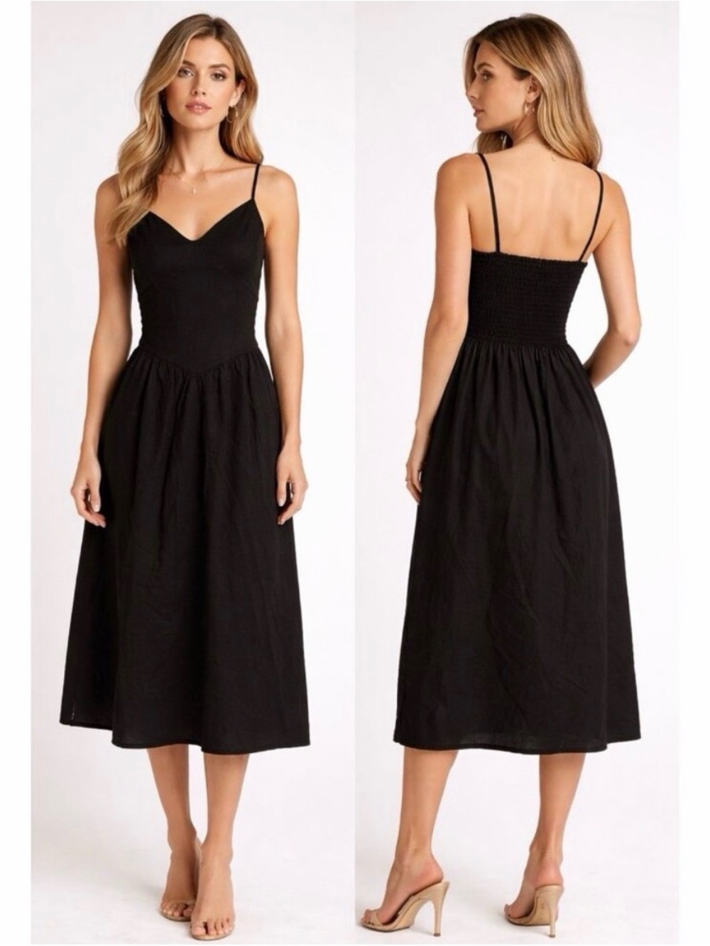 Christian Lacroix L Black Spaghetti-Strap Midi Dress